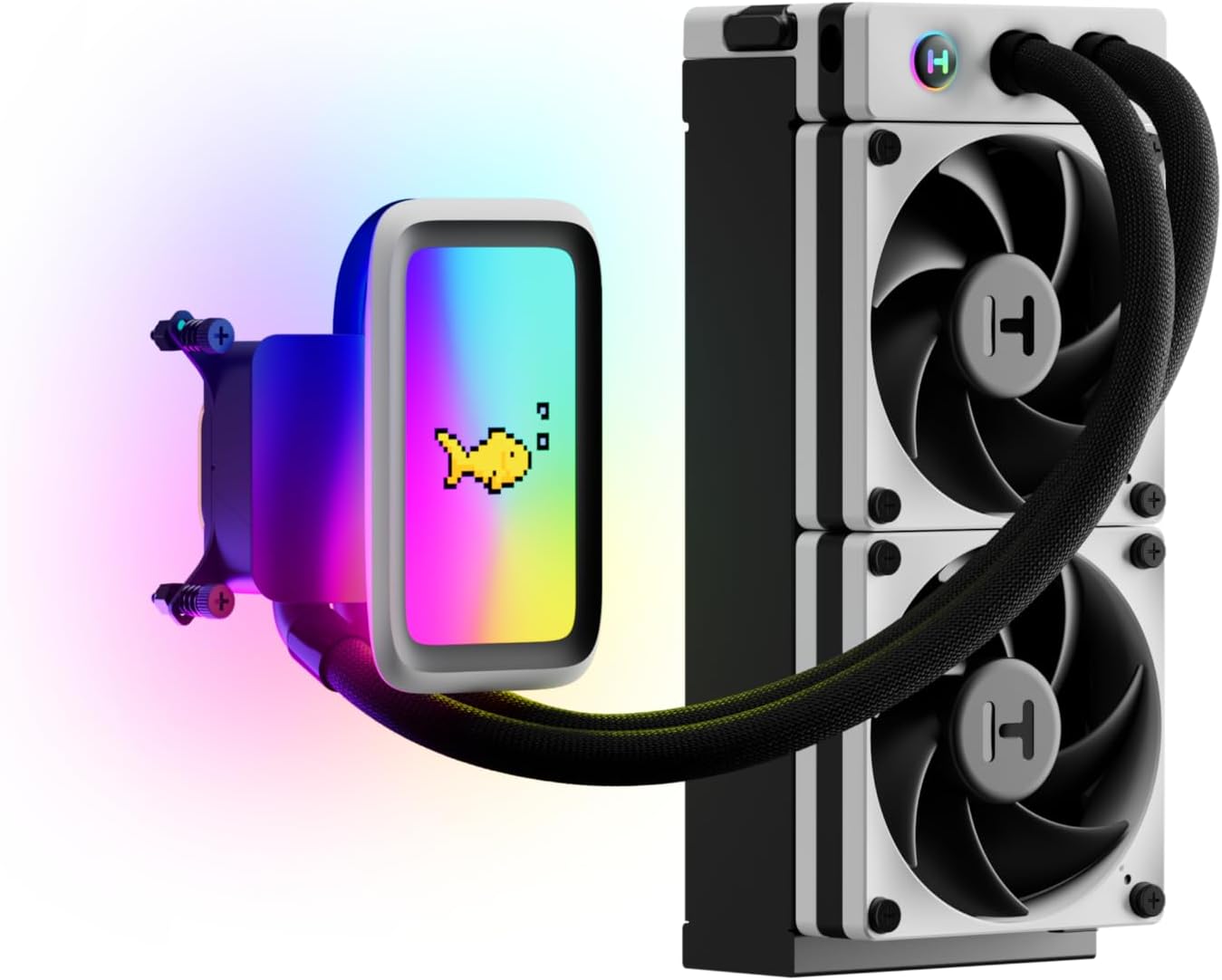 HYTE Thicc Q60 Digital 240mm AIO Liquid Cooling System – 5” Ultraslim HD Display, 42-Pixel qRGB, Dual Harmonic Pumps – High-Performance White HYTE Thicc Q60 Digital 240mm AIO Liquid Cooling System – 5” Ultraslim HD Display, 42-Pixel qRGB, Dual Harmonic Pumps – High-Performance White